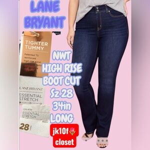 🦋NWT LANE BRYANT Sz28 LONG TUMMY  CONTROL High Rise Bootcut Jeans